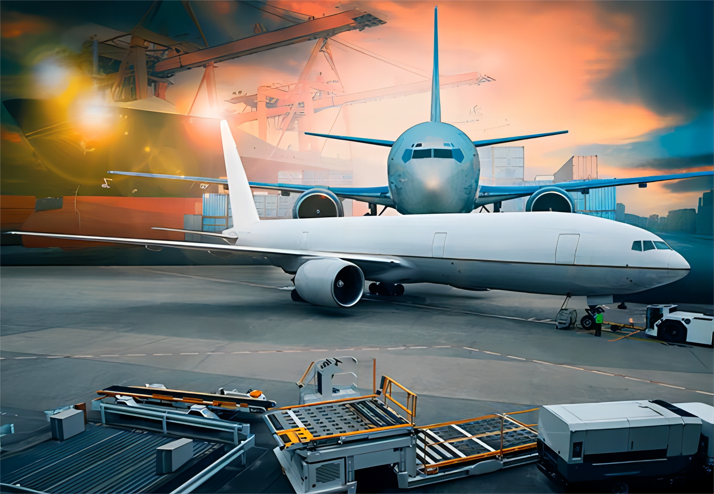 Air cargo plane being loaded with freight for Germany