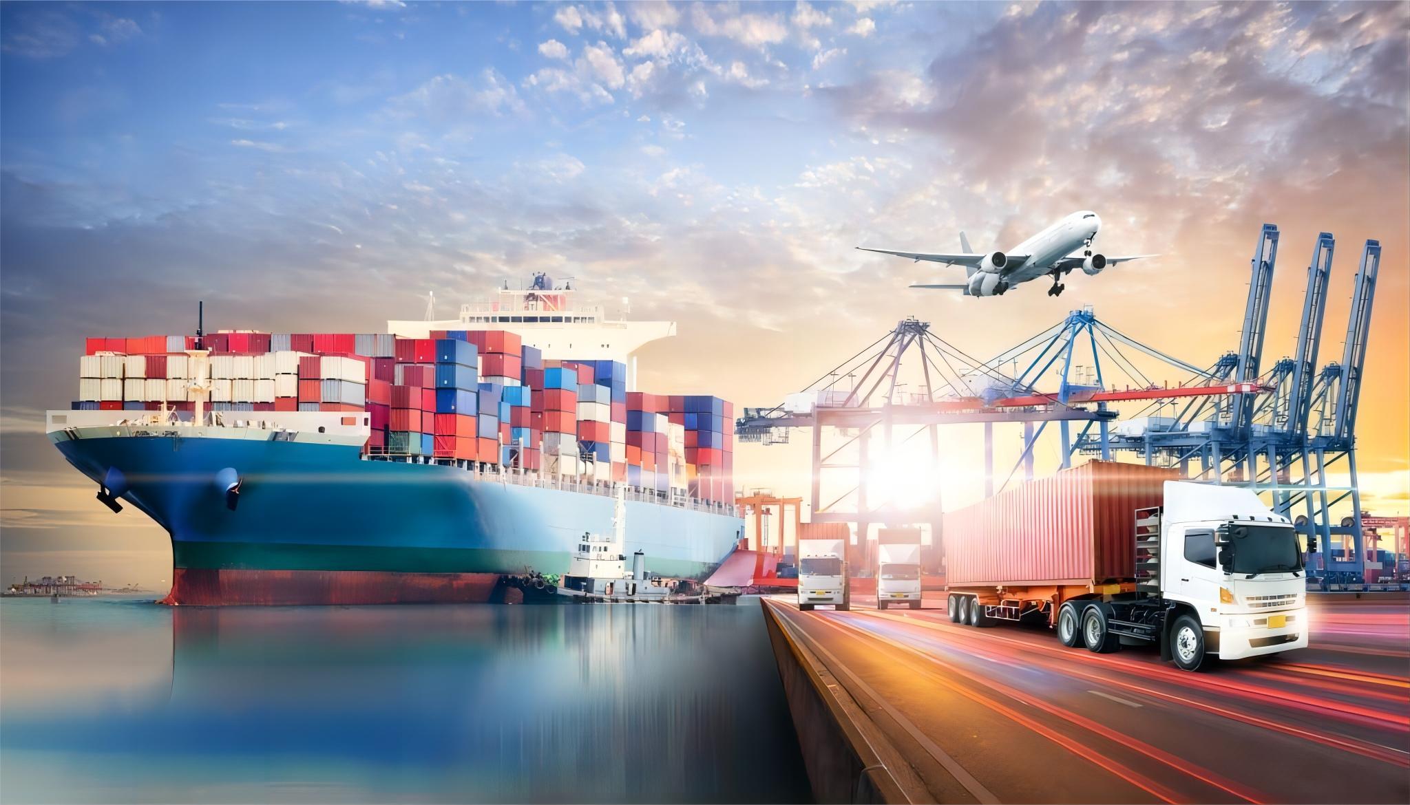 Cargo plane and container ship representing fast shipping options
