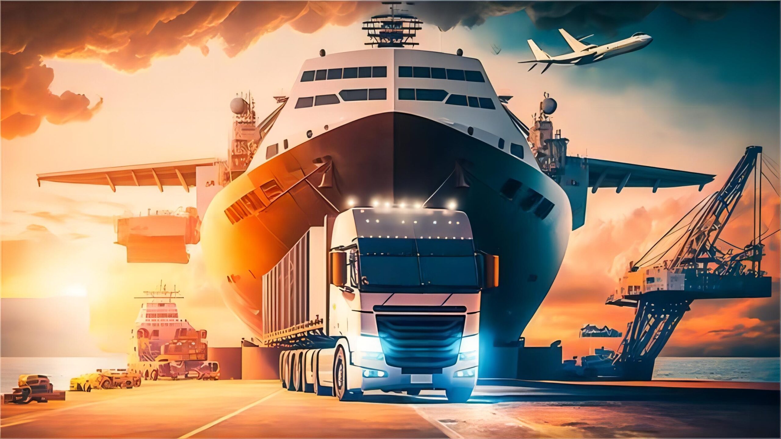 Cargo ship at a major Saudi Arabian port representing professional logistics services.