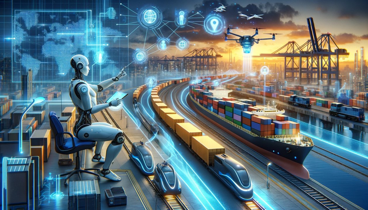 Cargo ship loaded with containers at a busy port